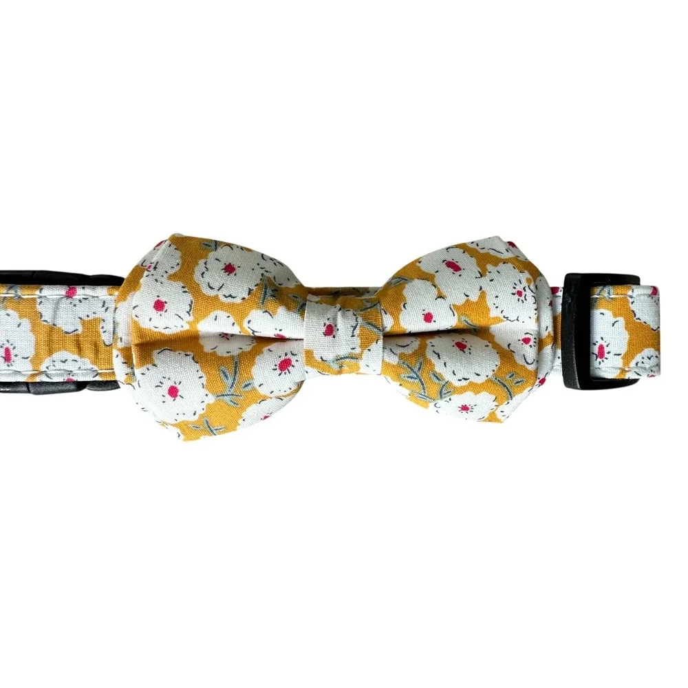 Floral Bow Tie Cat Collar‎ with Bell Adjustable Cute Kitten Safety Buckle